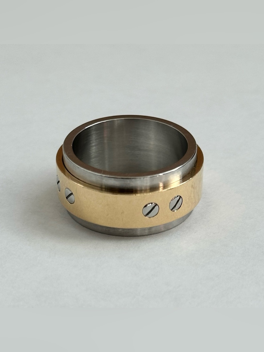Cartier Santos 100 18K Yellow Gold Stainless Steel Screw Motif Ring Size 63